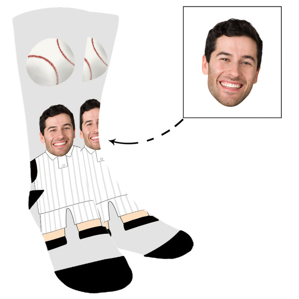 Custom  Photo Baseball Player Face Socks For Men Women Unisex - amlion