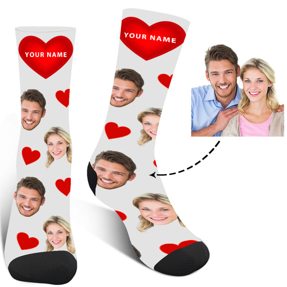 Custom Photo Heart Socks For Lover - amlion