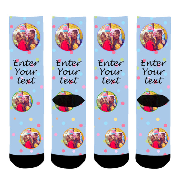 Mothers Day Gifts Custom Photo Colorful Dot Face Socks - amlion