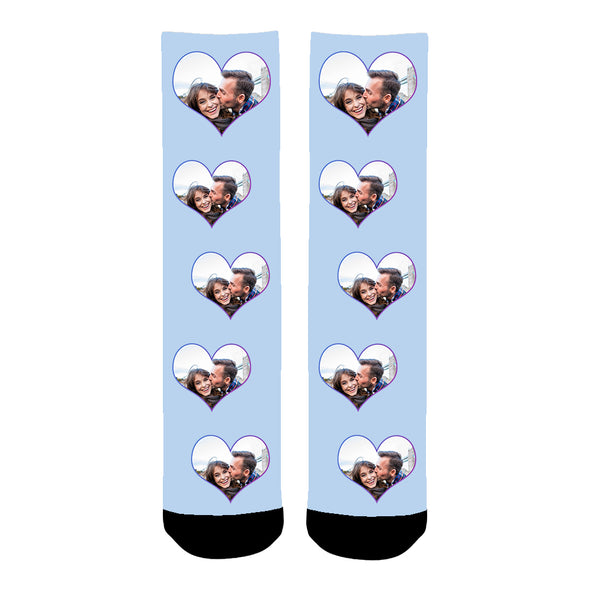 Custom Face Photo In Heart Colorful Socks - amlion