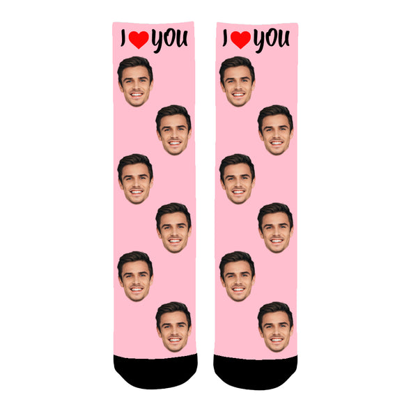 Custom Face "I Love You" Photo Colorful Socks - amlion