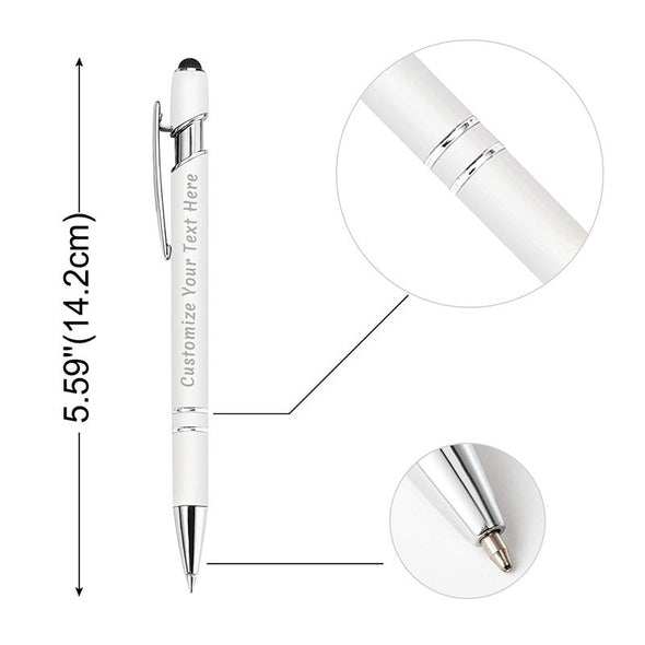 Engraved Pens Bulk, Customized Ballpoint Pens with Stylus Name Message Logo Engraved,12 PCS, Black Ink