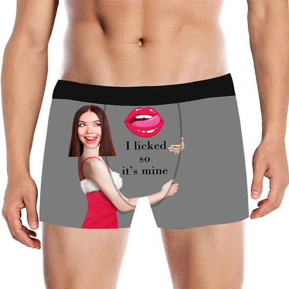 Customized Hug Mens Underwears Funny Face Boys Shorts,Personalized Boxers Briefs for Men with Photo-Gray
