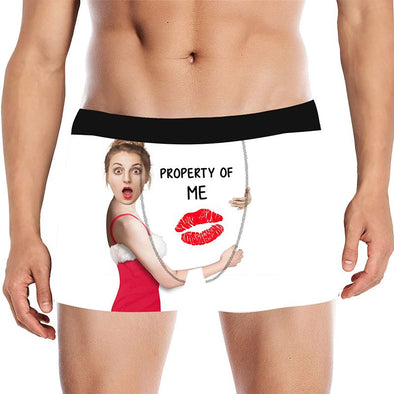 Customized Funny Face Mens Underwears, Personalized Photo Boxers Briefs for Men-White