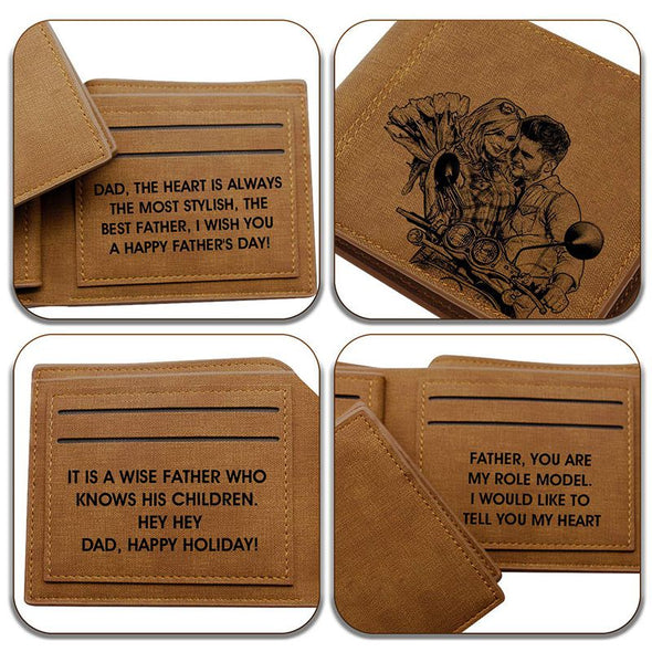 Photo Engraved Wallet, Personalized Wallets with Picture for Him, Dad