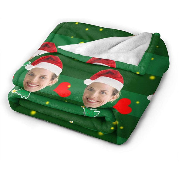 Custom Face Blanket with Photos,Christmas Photo Blanket Personalized with Picture