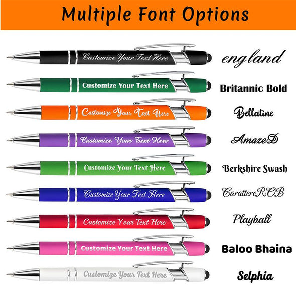 Personalized Bulk Pens with Stylus, Custom Engraving Ballpoint Pens for Your Back to School Supplies,Black Ink