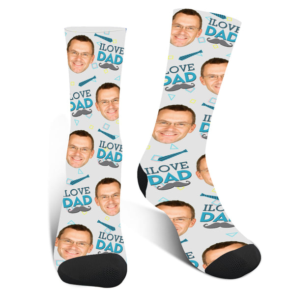 Custom Photo " Love Dad " Face Socks For Men And Women - amlion