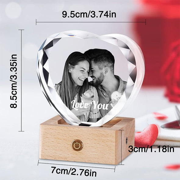 Personalized Engraved 3D Photo Heart Crystal, Custom Etched Laser Lamp ,Glass Picture Cube
