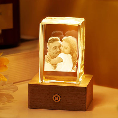 Custom Laser Engraved 3D Crystal Photo Cube, Personalized Etched Crystal with Image-Small