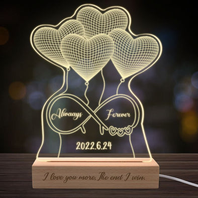 Personalized 3D Illusion Name Lamp, Custom Heart Lamp with Name Sign for Valentine's Day