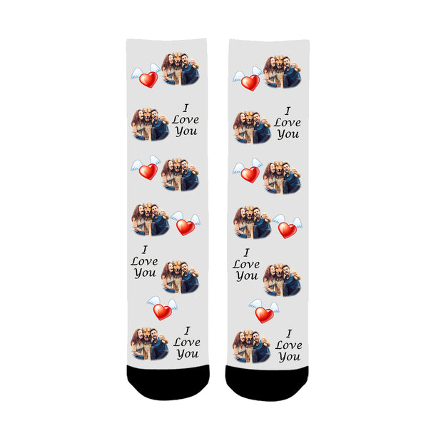 Custom Photo “I Love You” Gift Face Socks - amlion