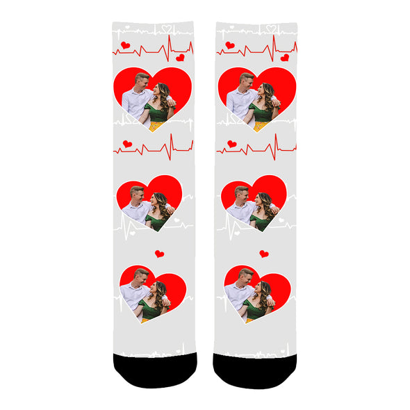 Custom Photo Heart Socks for Men Women Unisex - amlion