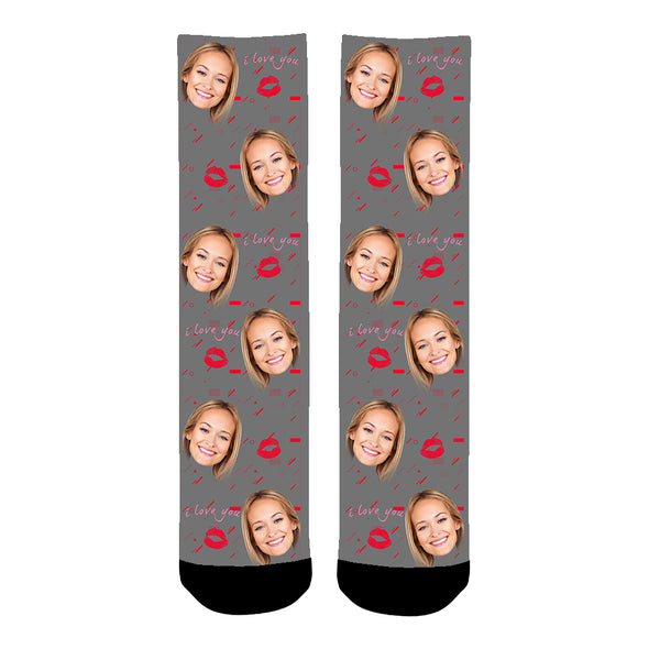 Custom Photo " I Love You" Printed Lover Socks For Men Women Unisex - amlion