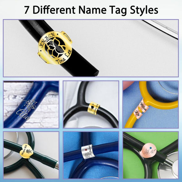 Stethoscope Name Tag, Personalized Custom Engraved Stethoscope Id Tag Charms Bulk for Doctors Nurses Gifts
