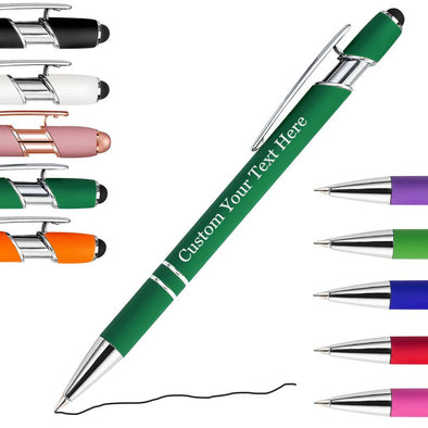 Personalized Bulk Pens with Stylus, Custom Engraving Ballpoint Pens for Your Back to School Supplies,Black Ink