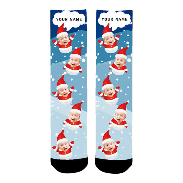 Custom Photo Christmas Snowman Socks For Men Women - amlion