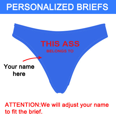 Personalized "Ass Belongs To" Blue Thong Panty - amlion