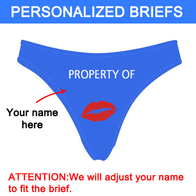 Personalized Property of Name Blue Thong Panty - amlion