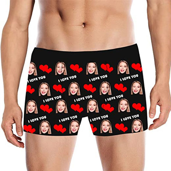 Custom Face Boxers Briefs for Men, Funny Underwears for Men Boys Husband Boyfriend Gifts-Black
