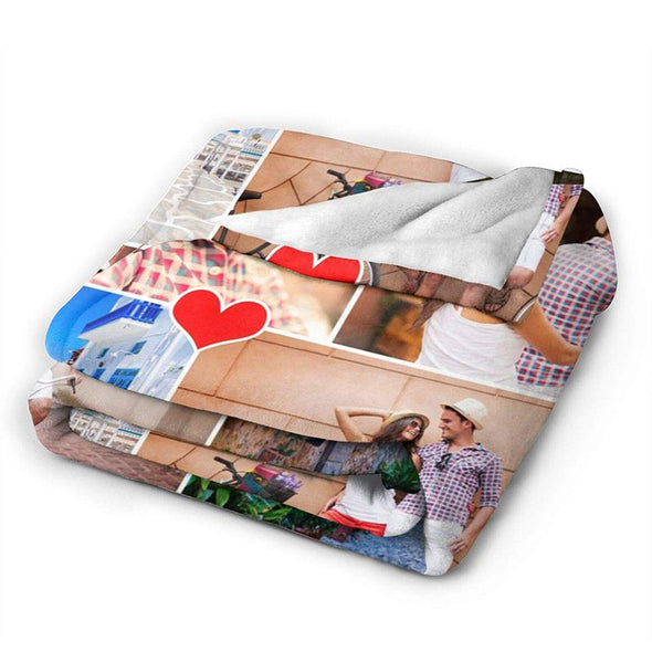 Custom Blankets with 8 Photos Collage, Personalized Throw Blanket Pictures Name Text for Gifts