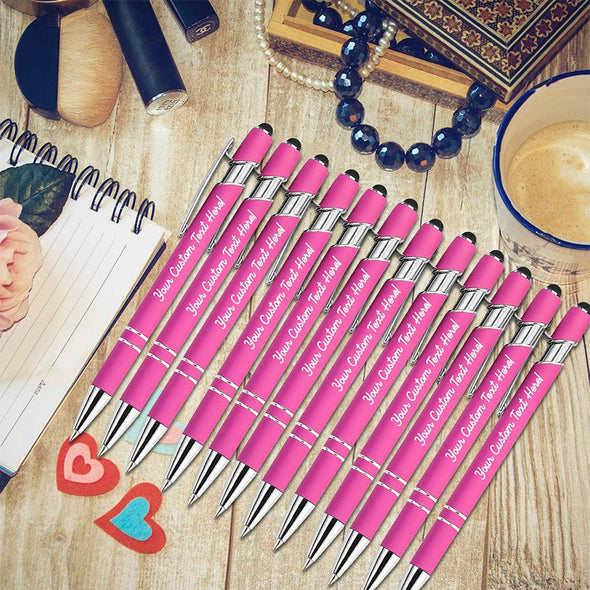 Personalized Pens Bulk with Stylus Tip, Custom Engraving Ballpoint Pens for Your Back to School Supplies