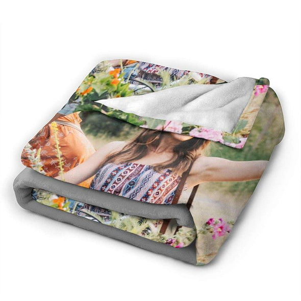 Custom Blankets with 1 Photo Collage,Personalized Throw Blanket Pictures Name Text for Family Friend Gifts