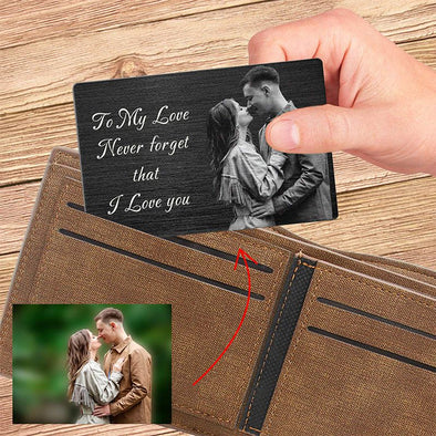 Personalized Metal Black Wallet Card,Custom Wallet Insert Photo Message Card Engraved Gifts for Men, Husband, Dad, Son