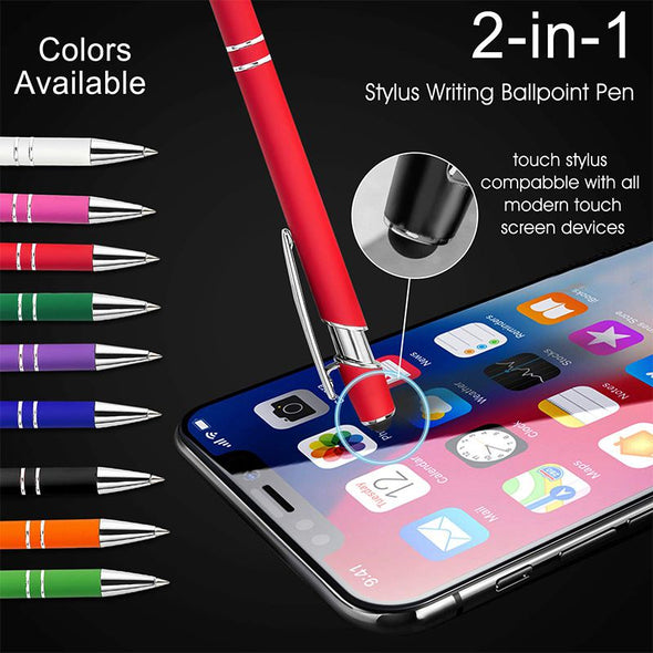 Personalized Pens Bulk with Stylus Tip, Custom Engraving Ballpoint Pens,Black Ink