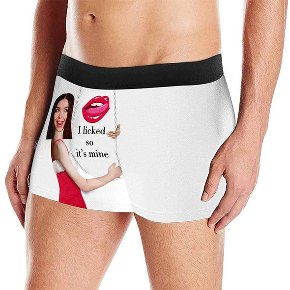 Personalized  Funny Face Boxers Briefs for Men with Photo, Customized Hug Mens Underwears-White