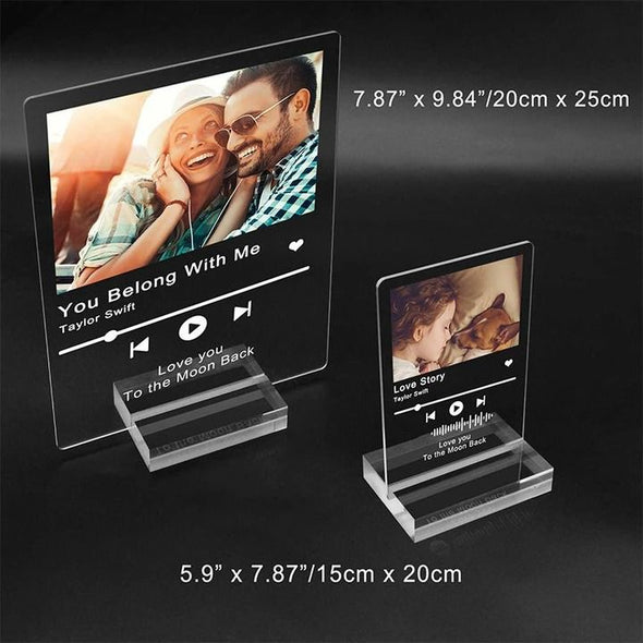 Personalized Photo Acrylic Song Album Cover, Customized Scannable Music Code Acrylic Plaque for Mother's Day,Father's Day