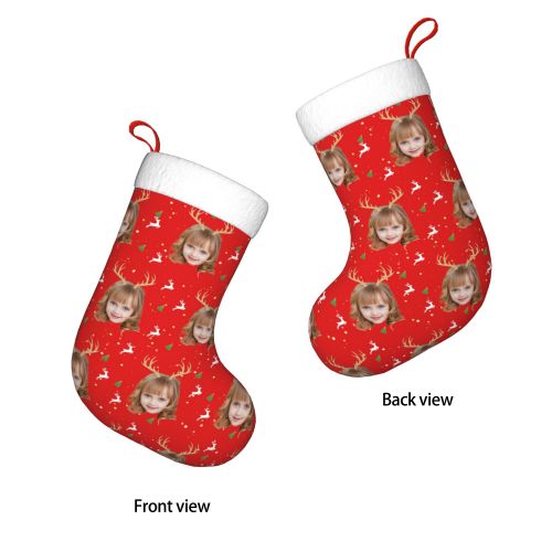 Custom Christmas Stocking with Face, Personalized Face Christmas Stockings Bag