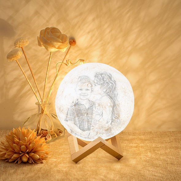 Custom Photo Engraved Moon Lamp | Remote Control To Convert 16 Colors - amlion