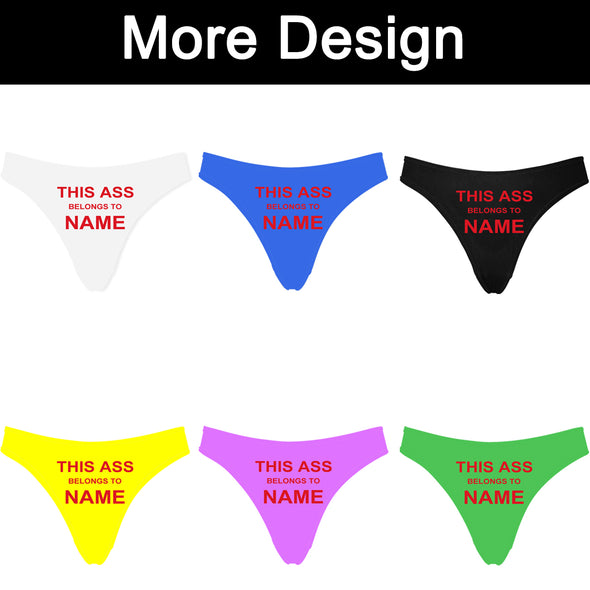 Personalized "Ass Belongs To" Yellow Thong Panty - amlion