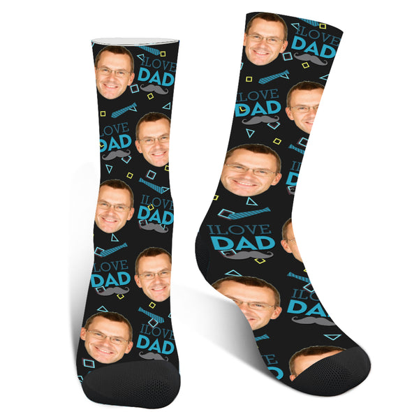 Custom Photo " Love Dad " Face Socks For Men And Women - amlion