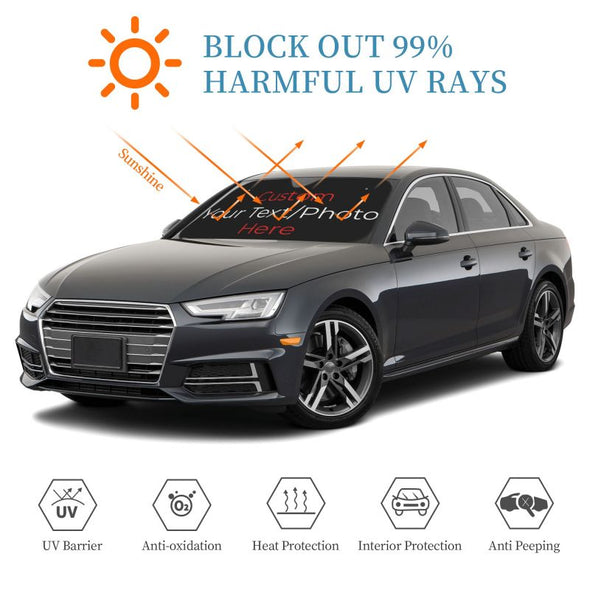 Personalized Sun Shade for Car Windshield with Your Own Photo, Logo, Text