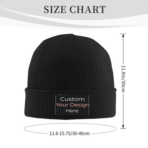Custom Beanie Hat with Photo/Text for Couple, Personalized Winter Knit Cap Hats for Men Women-2PCS
