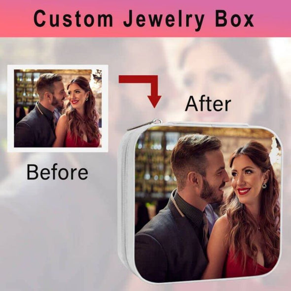Personalized Jewelry Box, Customized Leather Jewelry Boxes with Photo/Name for Women, Girlfriend, wife