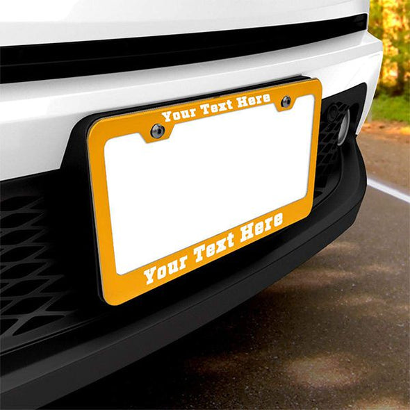 Customized Design Metal Car License Plate Frame with Text,12"x6",Orange