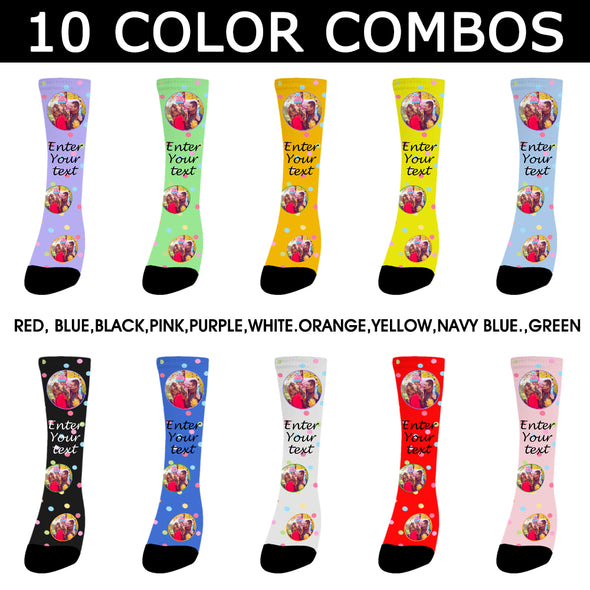 Mothers Day Gifts Custom Photo Colorful Dot Face Socks - amlion