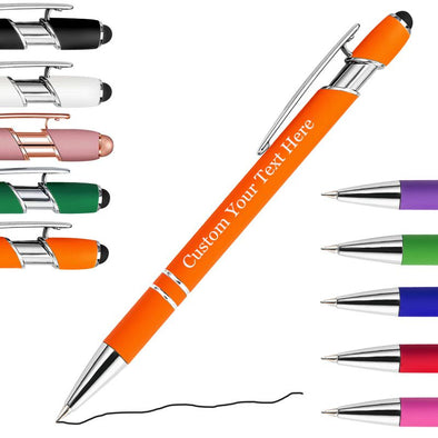 Personalized Bulk Pens with Stylus,Custom Engraving Ballpoint Pens for Your Back to School Supplies,Black Ink