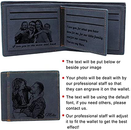 Custom Engraved Wallet,Personalized Photo Wallets for Men,Husband,Dad,Son,Personalized Fathers Day Gifts… (Blue)