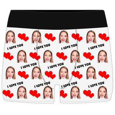 Custom Funny Boxers Briefs for Men with Face Underwears for Men Boys Husband Boyfriend Gifts-White