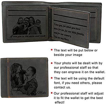 Custom Engraved Wallet,Personalized Photo Wallets for Men,Husband,Dad,Son,Personalized Fathers Day Gifts… (Black)