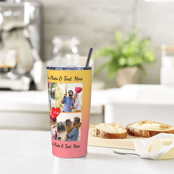 Personalized Tumblers with Pictures 20 oz, Custom Photo Stainless Steel Coffee Tumbler for Couple, Mom, Dad