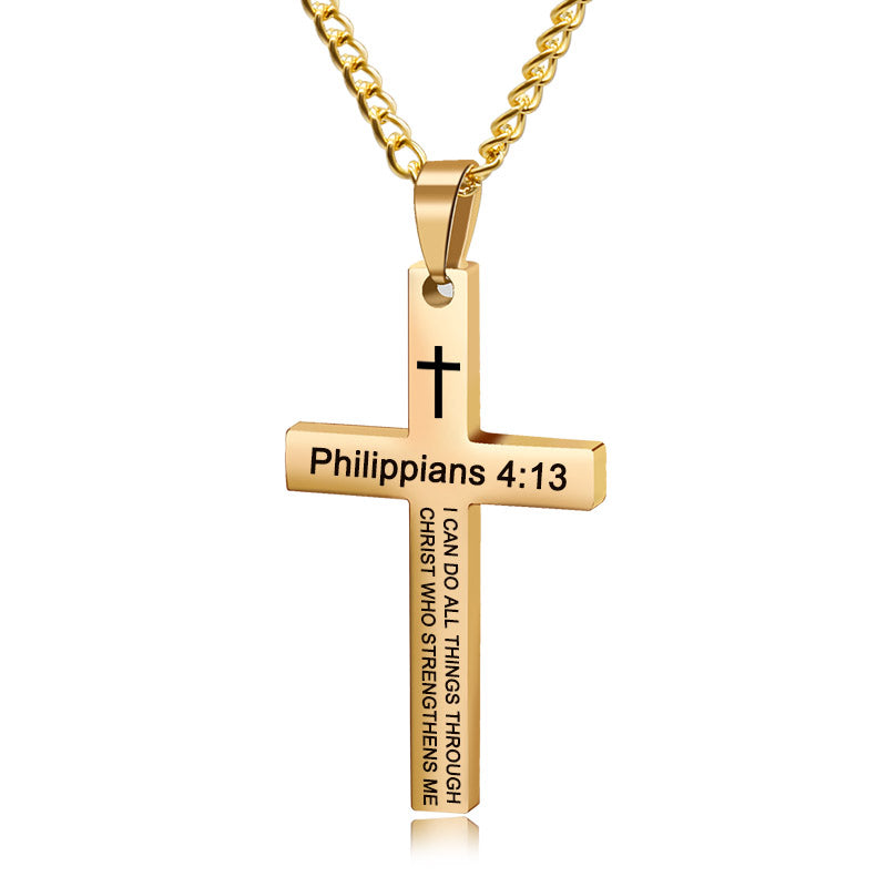 Cross Necklace, Bible Cross Pendant Necklace For Men