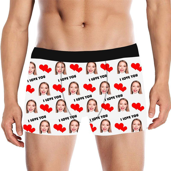 Custom Funny Boxers Briefs for Men with Face Underwears for Men Boys Husband Boyfriend Gifts-White