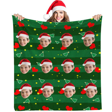 Custom Face Blanket with Photos,Christmas Photo Blanket Personalized with Picture