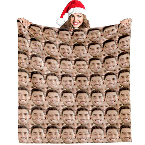 Customized Face Blanket with Pictures,Christmas Photo Blanket Personalized with Picture