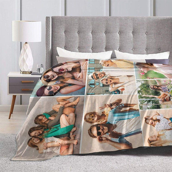 Custom Blankets with 7 Photos Collage, Personalized Throw Blanket Pictures Name Text for Gifts